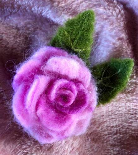 Felted Rose Brooch